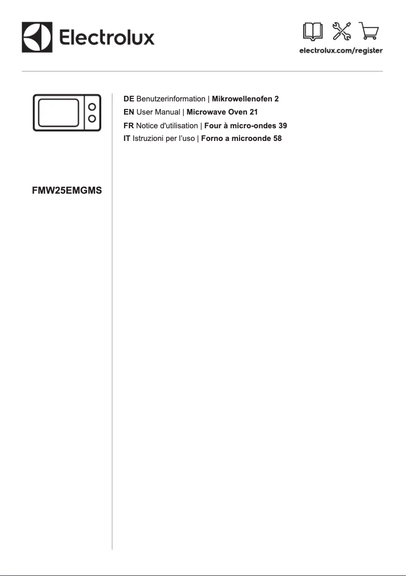 Page 1 de la notice Manuel utilisateur Electrolux FMW25EMGMS