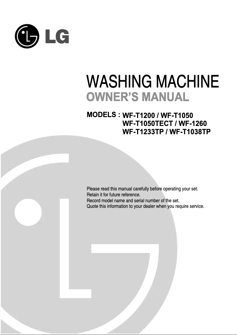 Image de la première page du manuel de l'appareil WF-T1038TP