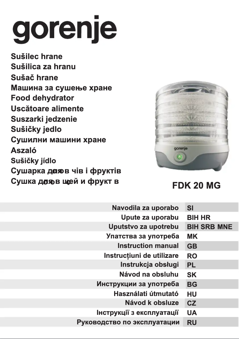 Image de la première page du manuel de l'appareil FDK20MG