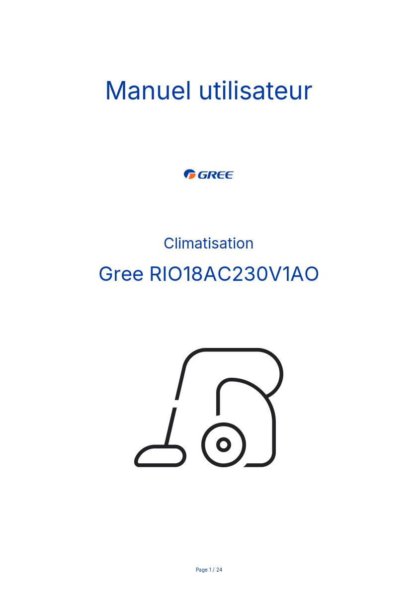Page n°1 - Manuel utilisateur Gree RIO18AC230V1AO