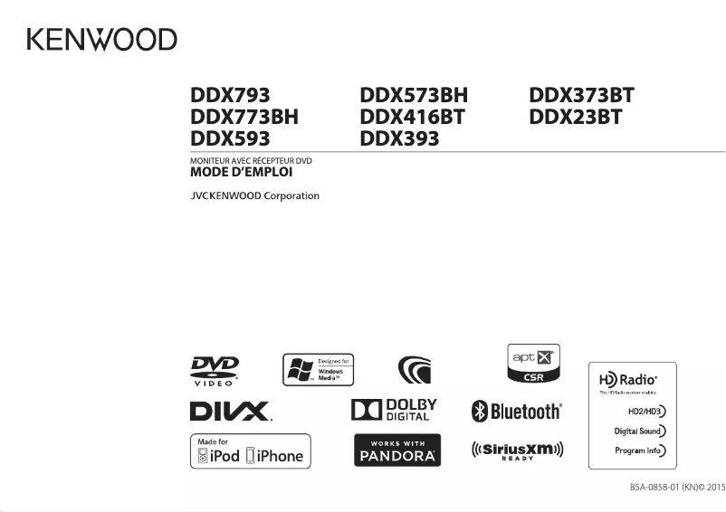 Page 1 de la notice Manuel utilisateur Kenwood DDX23BT
