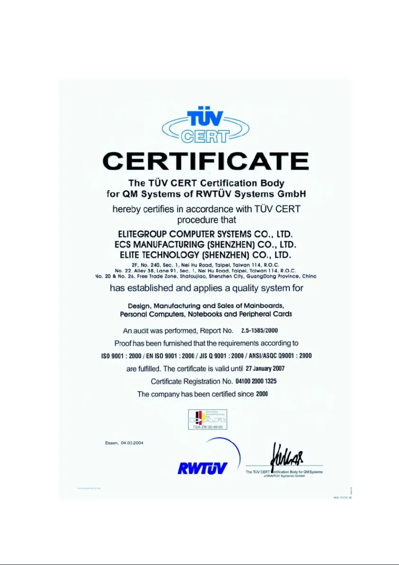 Page 1 de la notice Manuel utilisateur ECS 915G-M (V1.0)