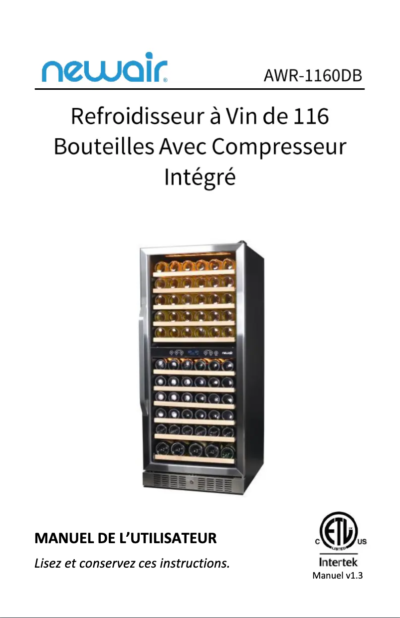 Image de la première page du manuel de l'appareil AWR-1160DB