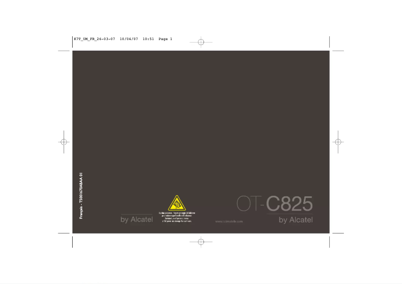 Page 1 de la notice Manuel utilisateur Alcatel One Touch C825
