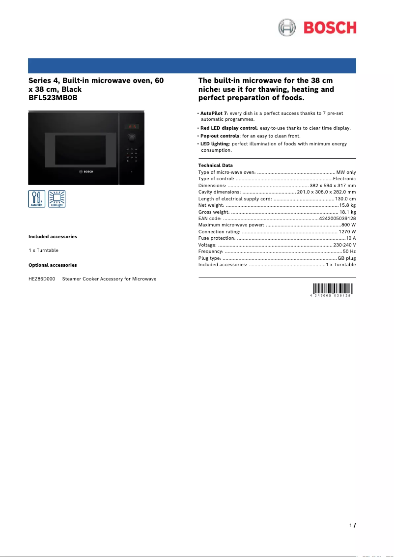 Image de la première page du manuel de l'appareil BFL523MB0B