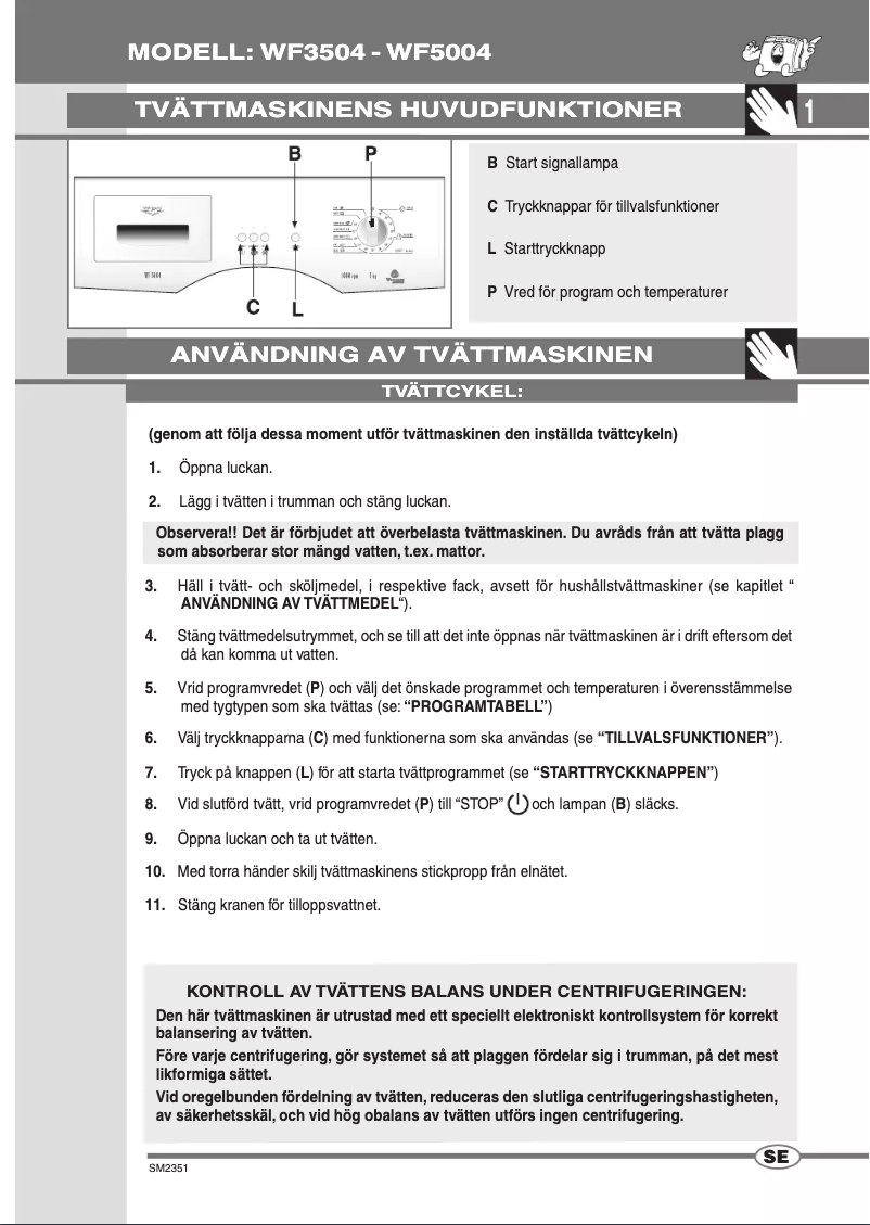 Page n°1 - Manuel utilisateur UPO WF 3504