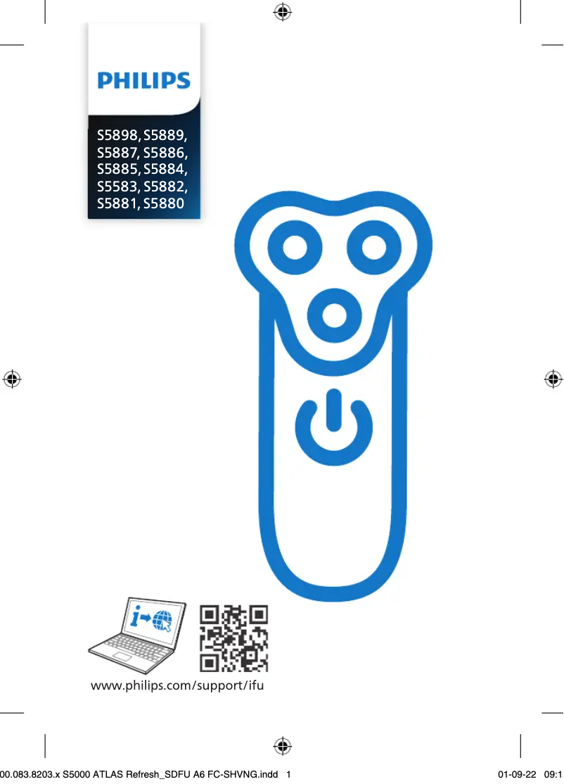 Page 1 of the manual Quick Start Guide Philips Series 5000 S5882