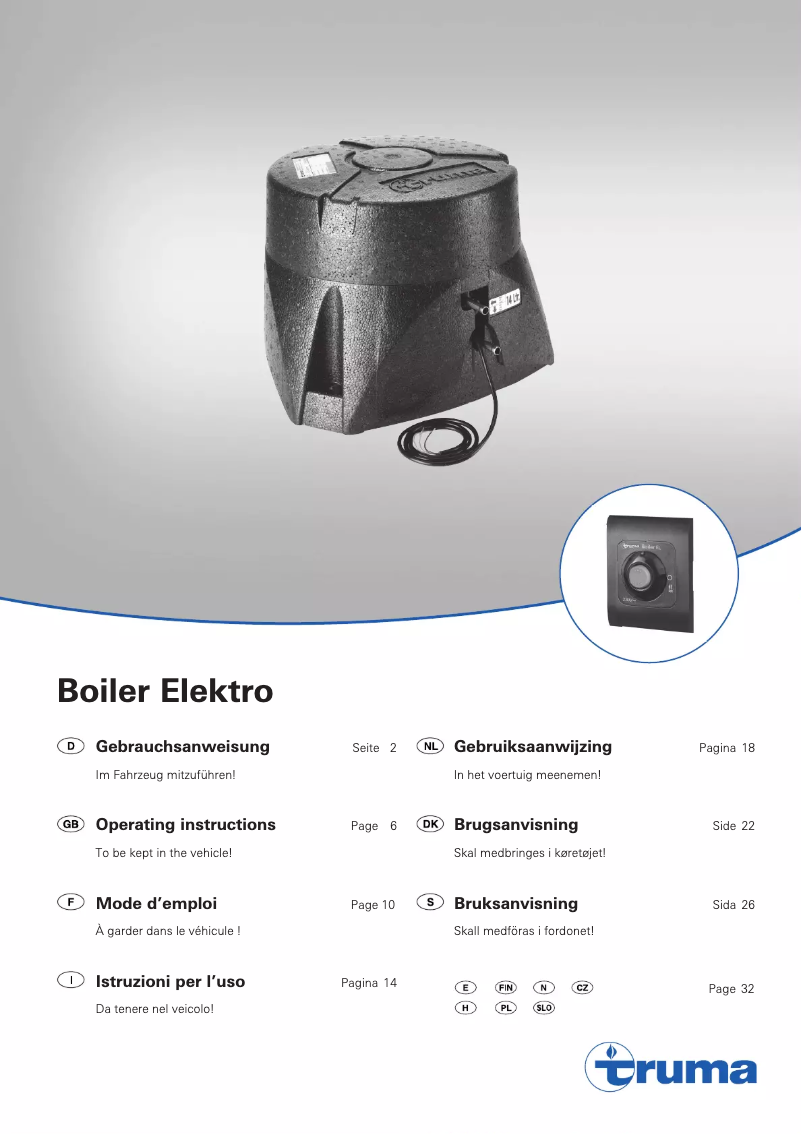 Image de la première page du manuel de l'appareil Boiler EL