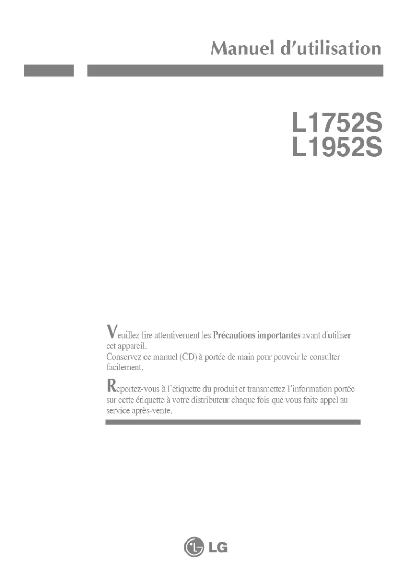 Page 1 de la notice Manuel utilisateur LG L1952S-SF