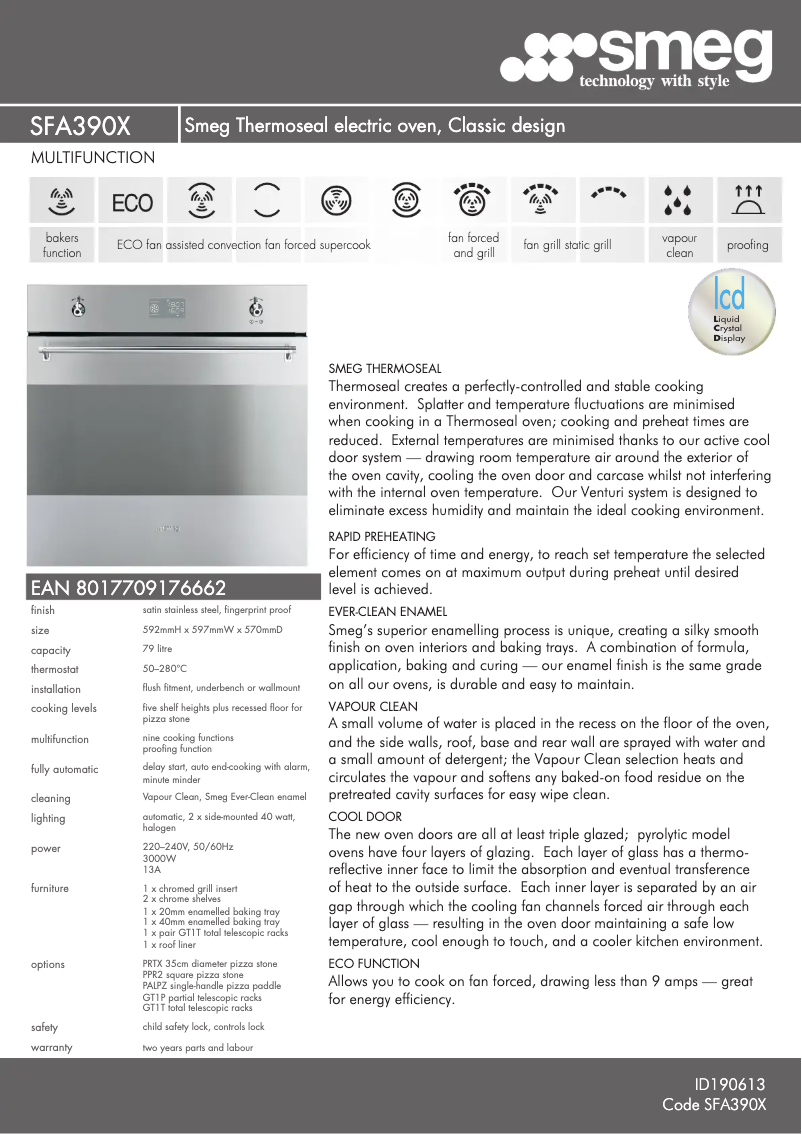 Page n°1 - Fiche technique Smeg SFA390X