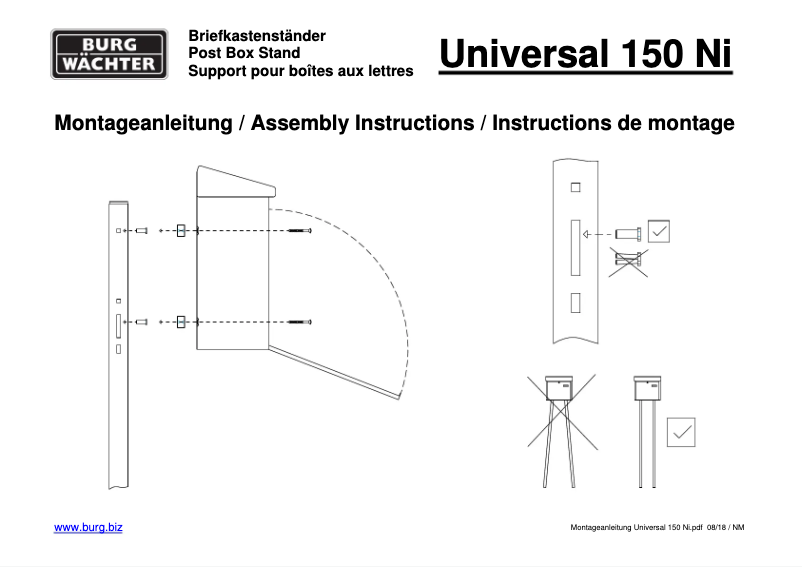 Page 1 de la notice Manuel utilisateur Burg Wächter Swing 4905