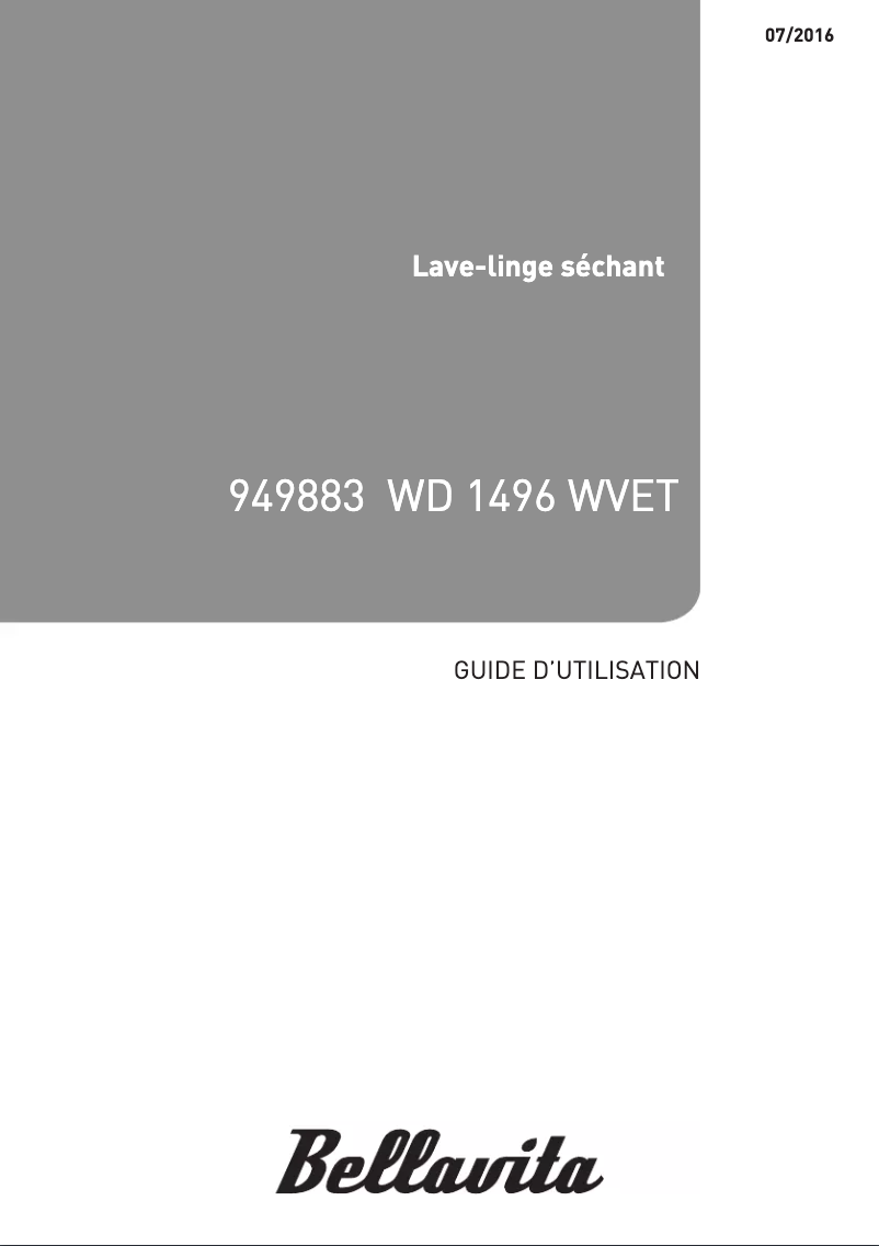 Page 1 de la notice Manuel utilisateur Bellavita WD 1496 WVET