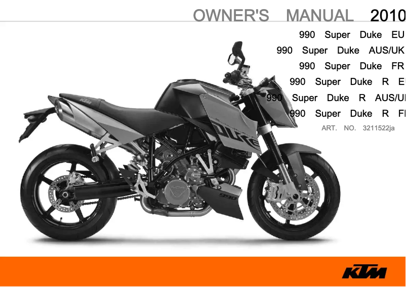 Page n°1 - Manuel utilisateur KTM 990 Super Duke R (2010)