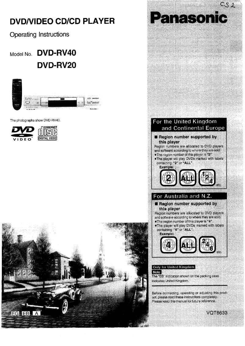Page 1 de la notice Manuel utilisateur Panasonic DVD-RV40