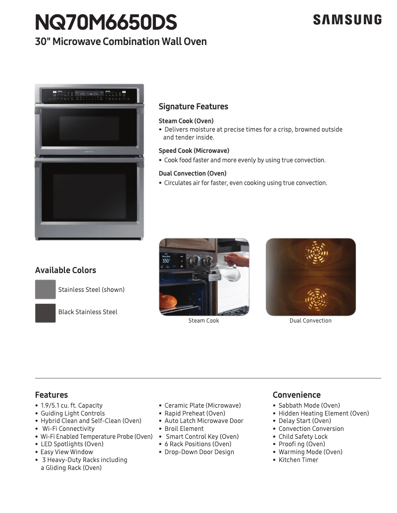 Página 1 del manual Ficha técnica Samsung NQ70M6650DG