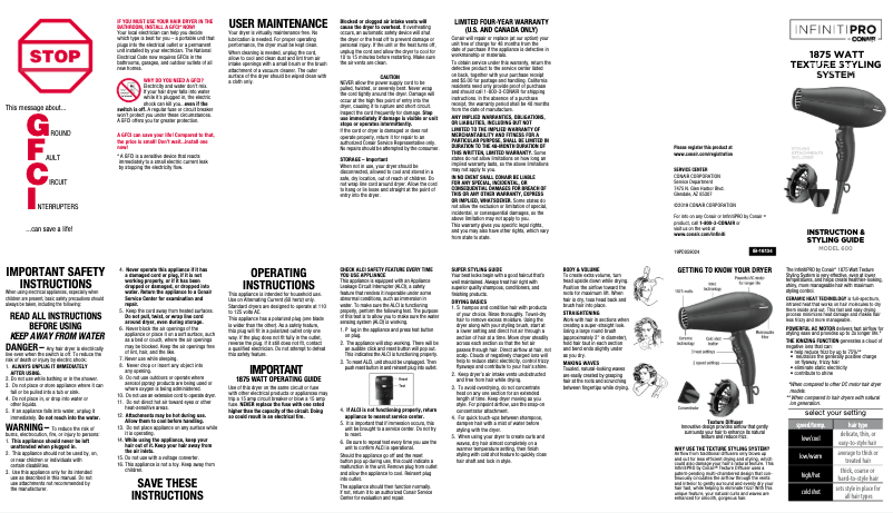 Page 1 de la notice Manuel utilisateur Conair 600R