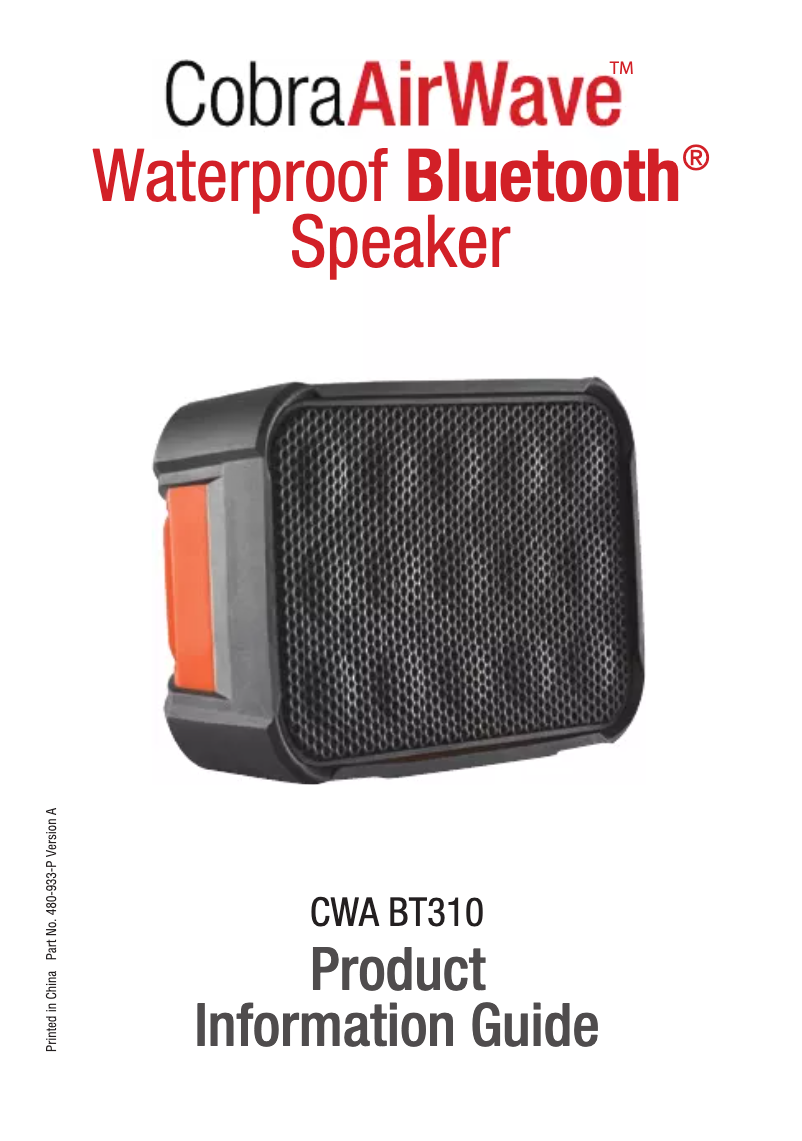 Page n°1 - Manuel utilisateur Cobra Airwave CWA BT310