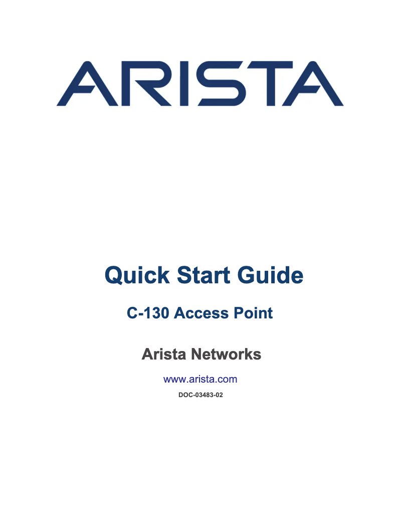 Page n°1 - Manuel utilisateur Arista C-130
