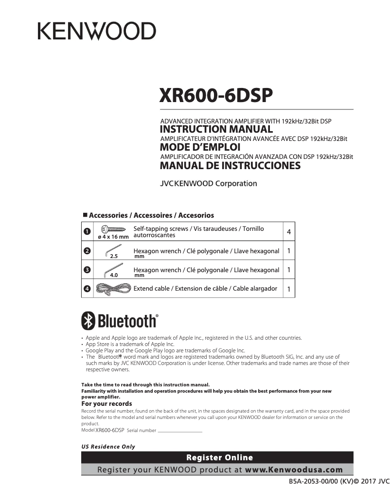Page n°1 - Manuel utilisateur Kenwood Excelon P-XR600-6DSP