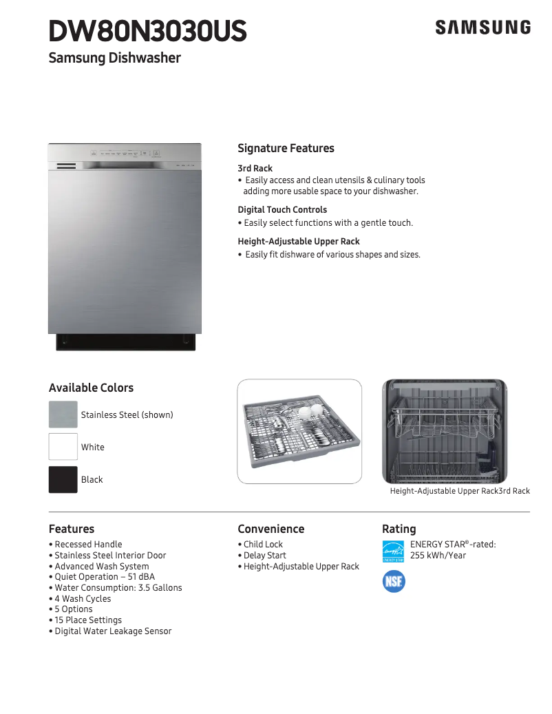 Image de la première page du manuel de l'appareil DW80N3030UW