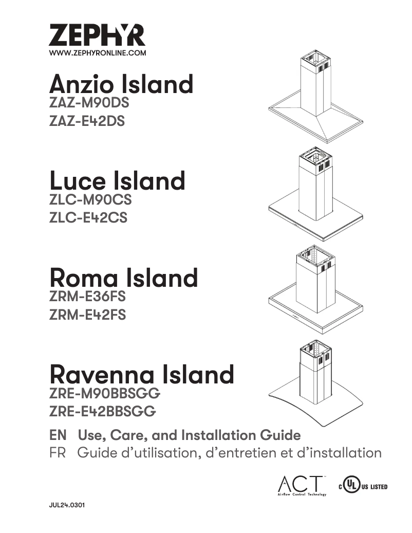Page 1 de la notice Guide d'installation Zephyr ZLCE42CS