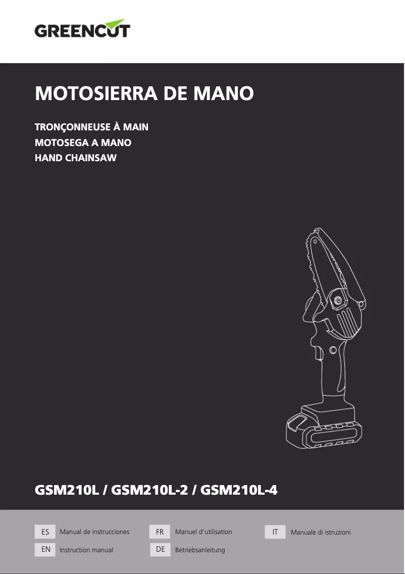 Page 1 de la notice Manuel utilisateur Greencut GSM210L