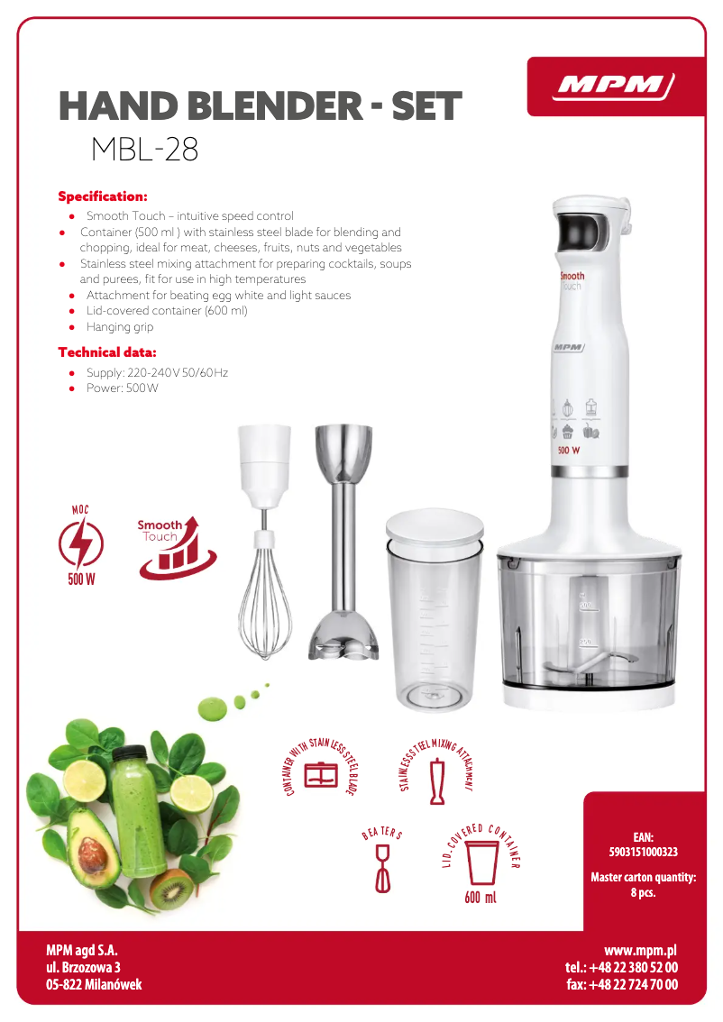 Page n°1 - Fiche technique MPM MBL-28