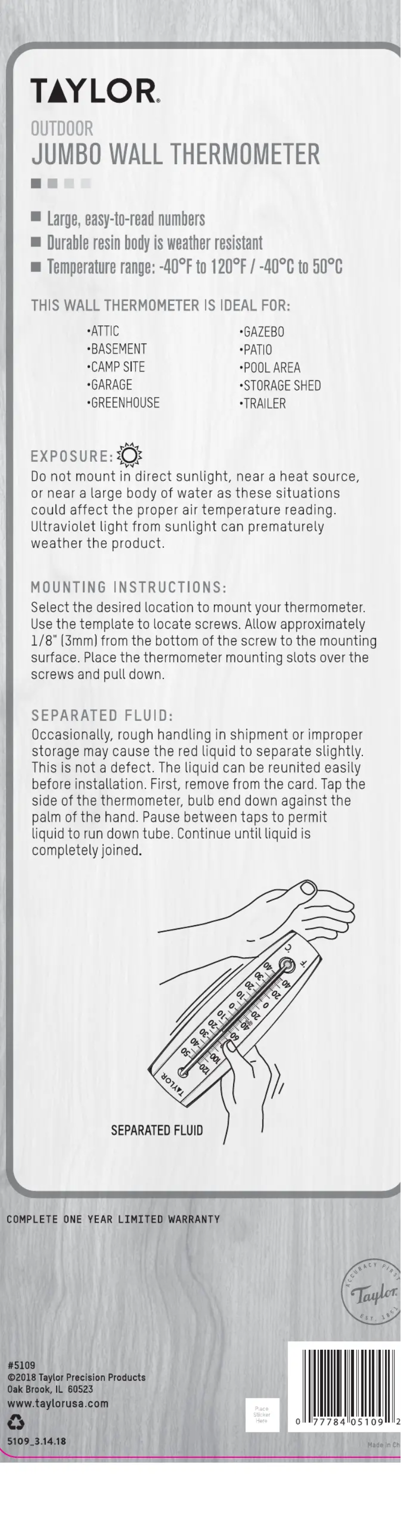 Página 1 del manual Manual de usuario Taylor 5109