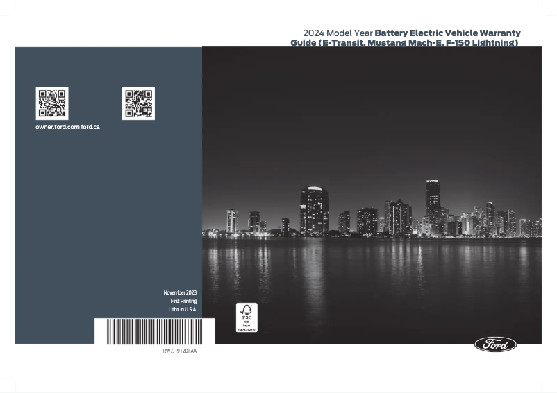 Page n°1 - Informations de garantie Ford Mustang Mach-E (2024)