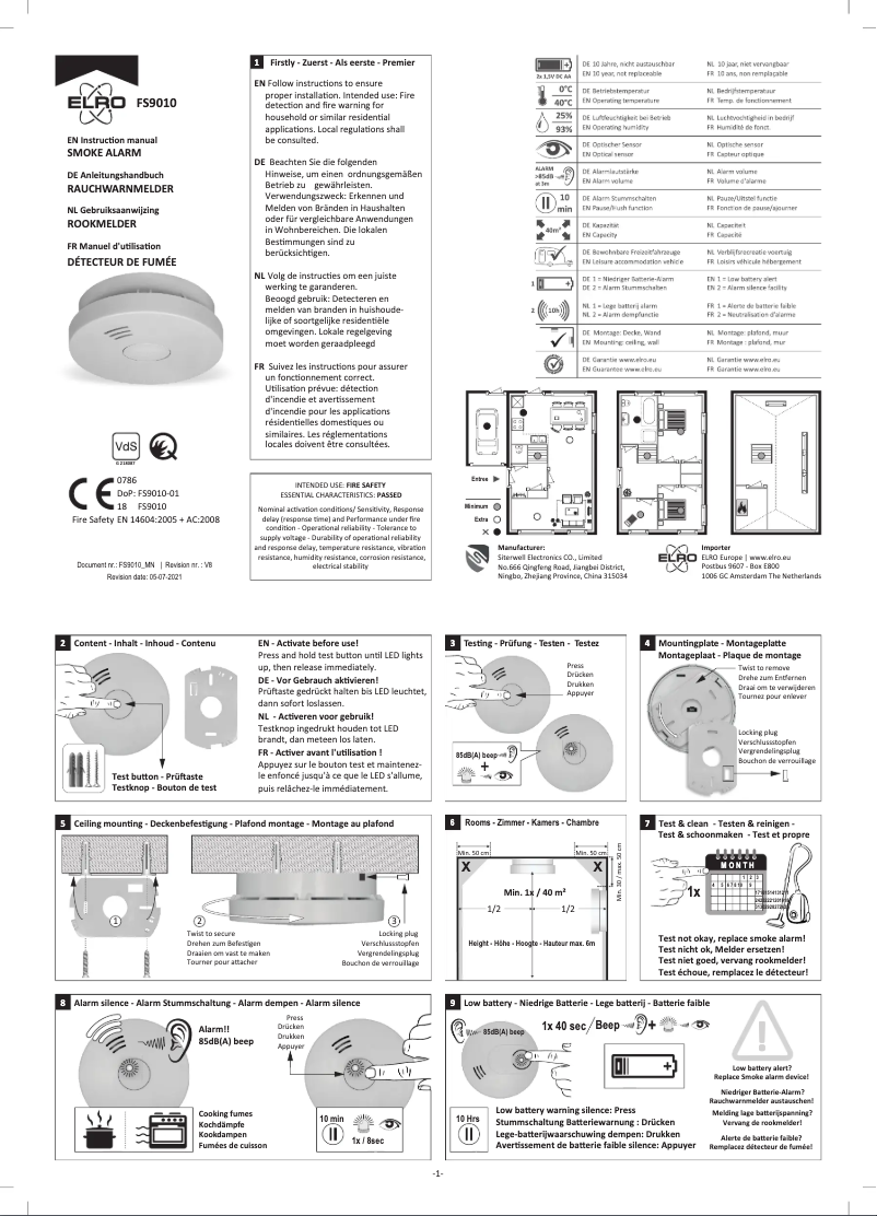 Page n°1 - Manuel utilisateur Elro FS901011