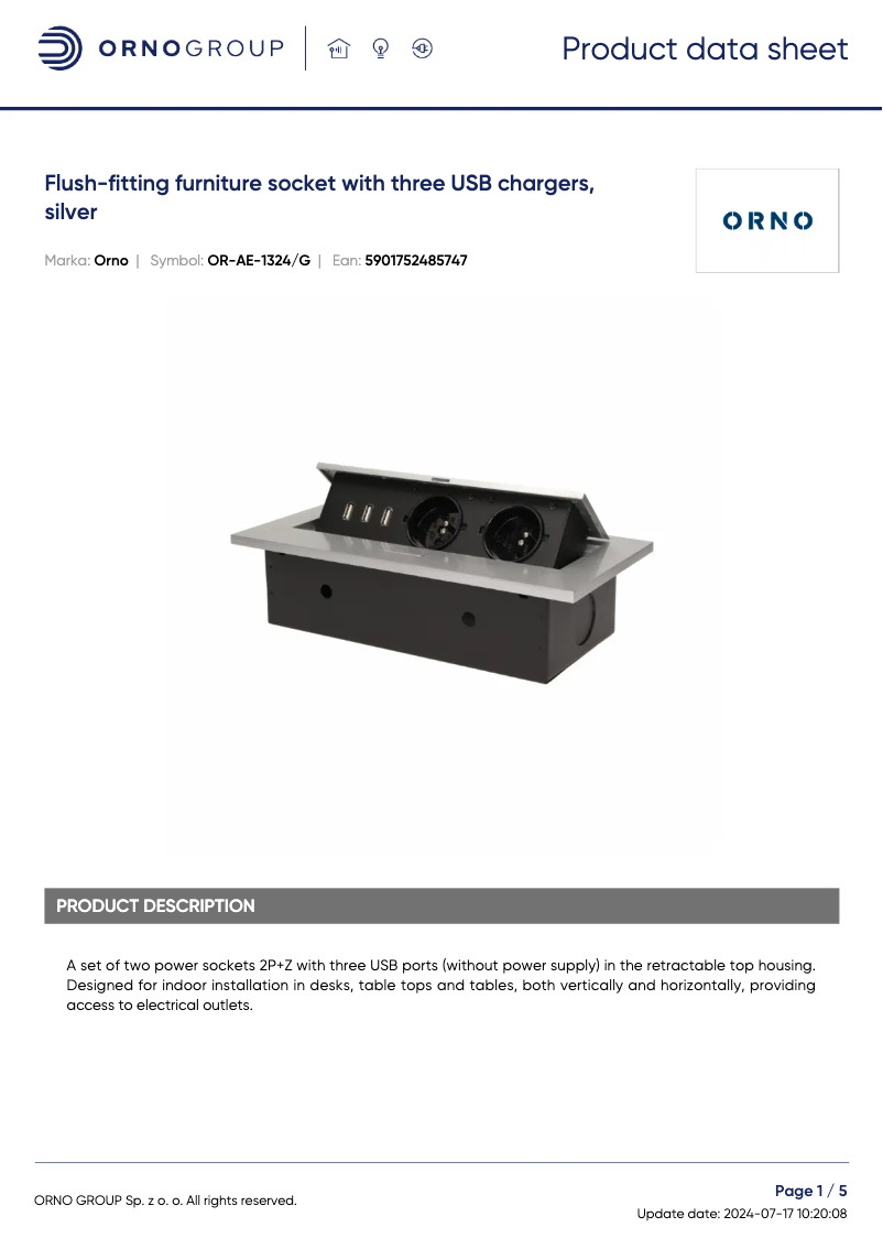 Image de la première page du manuel de l'appareil OR-AE-1324