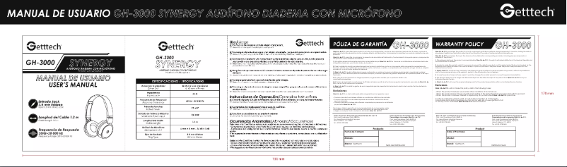 Page n°1 - Manuel utilisateur Getttech GH-3000N