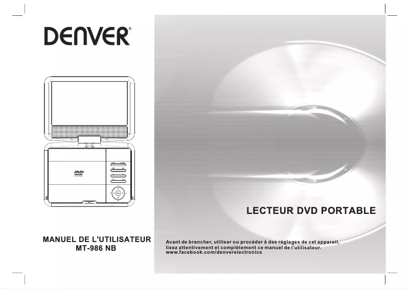 Page 1 de la notice Manuel utilisateur Denver MT-986NB