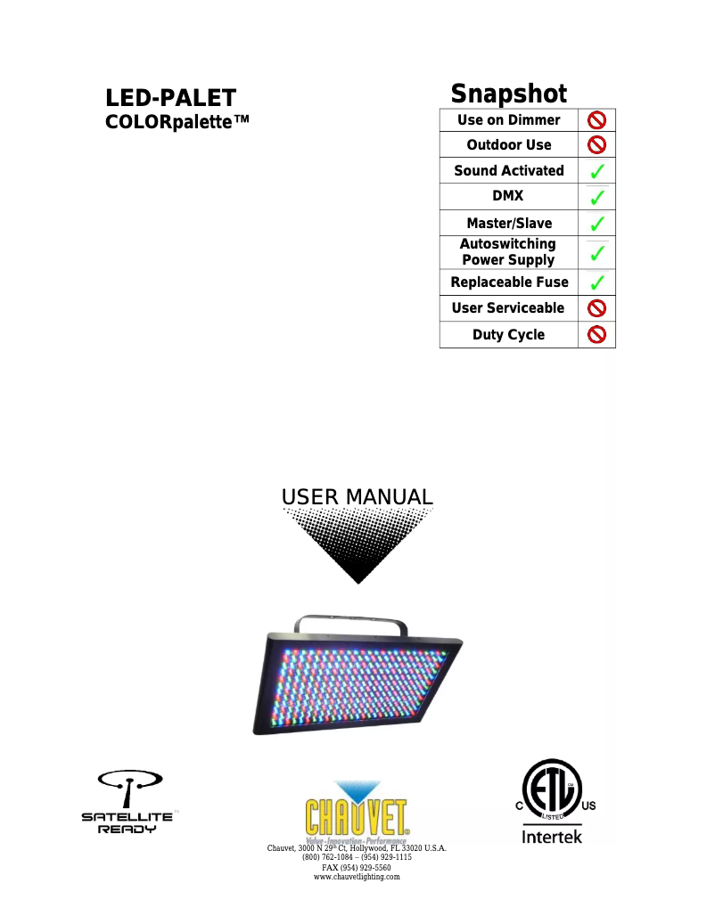 Page n°1 - Manuel utilisateur Chauvet COLORpalette