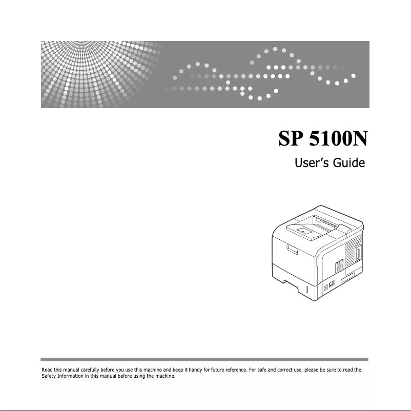 Image de la première page du manuel de l'appareil Aficio SP 5100N
