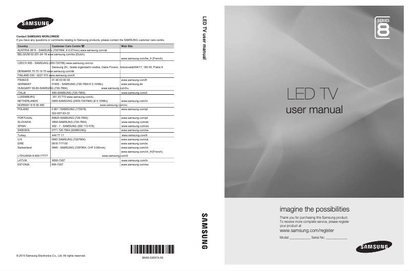 Image de la première page du manuel de l'appareil UE46C8000XW