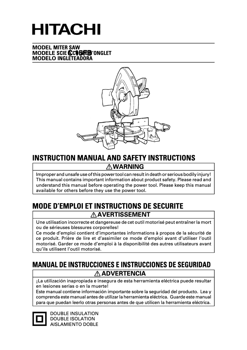 Page n°1 - Manuel utilisateur Hitachi C 15FB