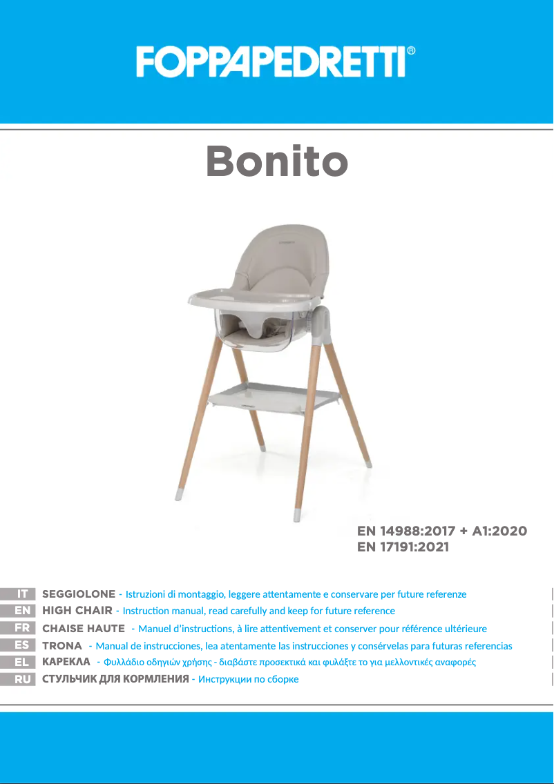 Page 1 de la notice Manuel utilisateur Foppapedretti Bonito