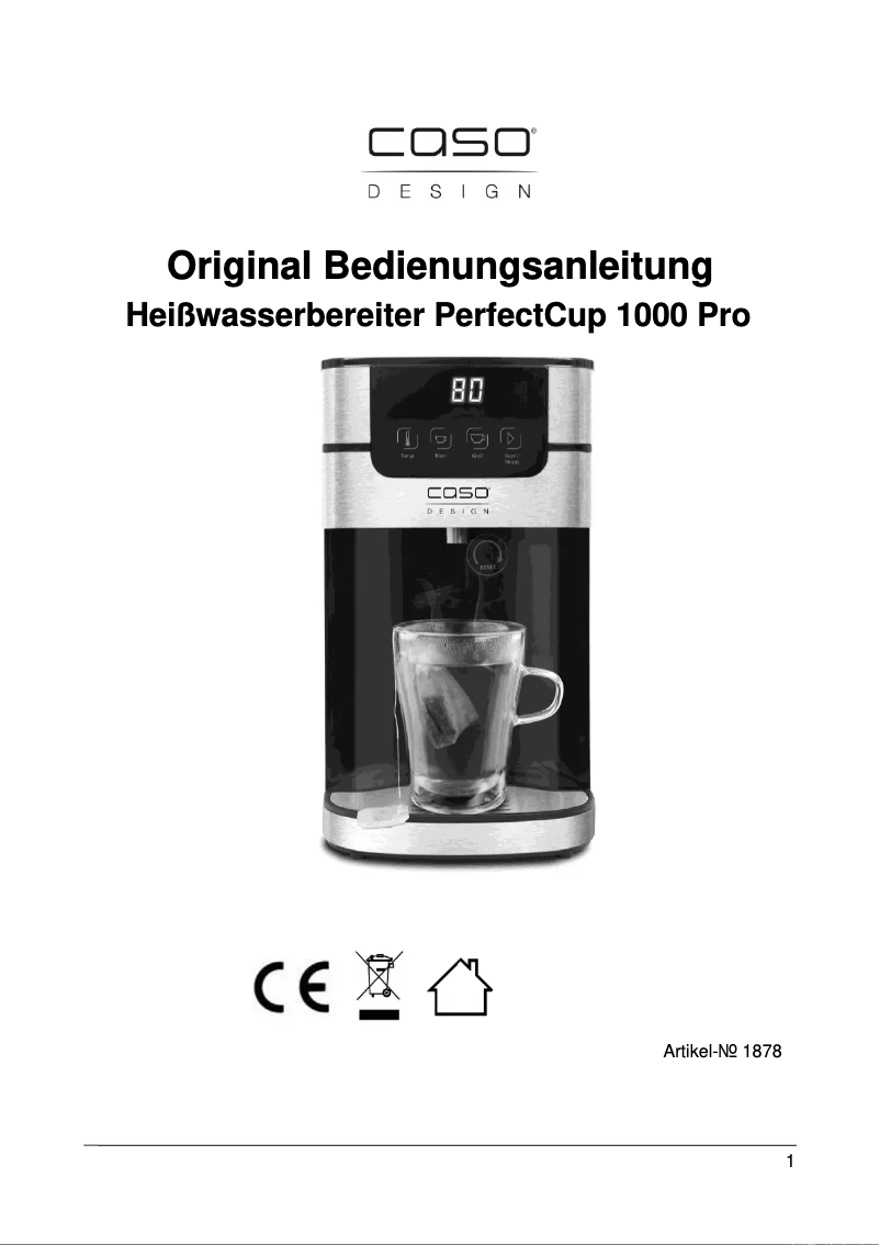 Imagen de la primera página del manual del dispositivo PerfectCup 1000 Pro