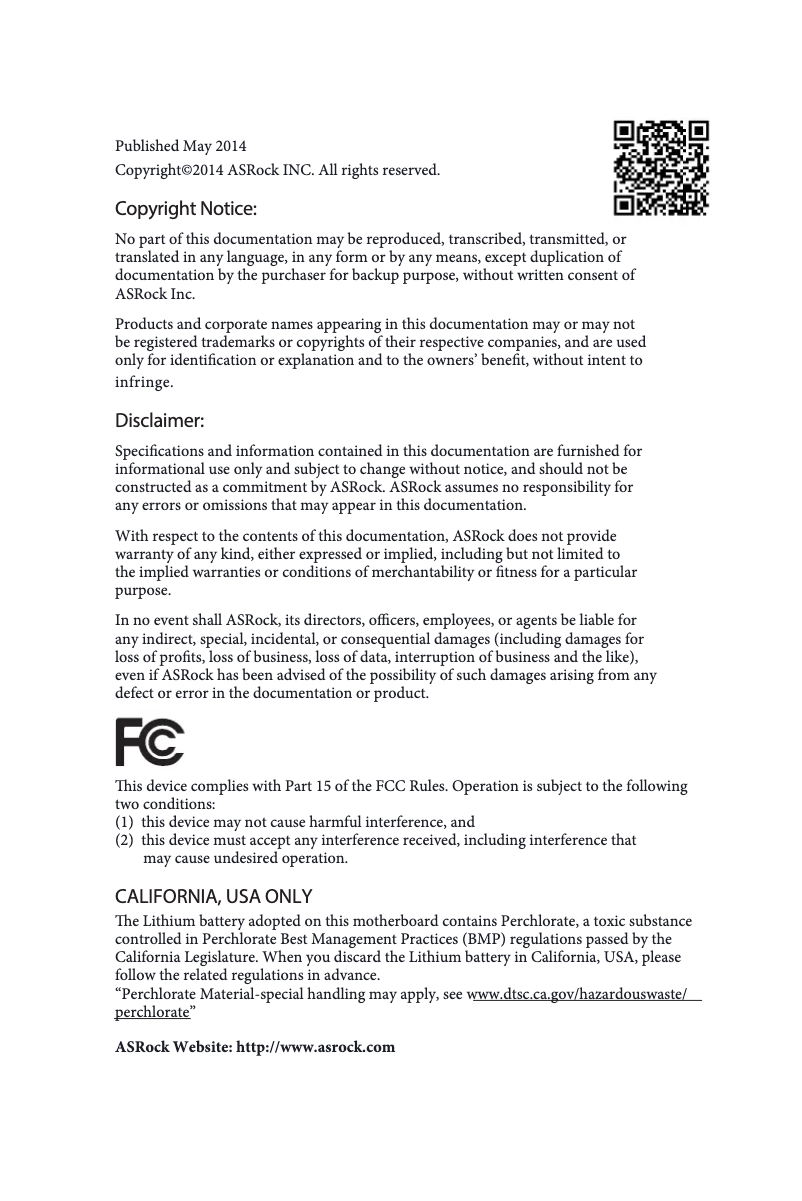 Page 1 de la notice Manuel utilisateur Asrock Z97 Extreme4