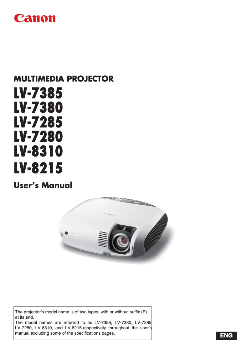 Page 1 de la notice Mode d'emploi Canon LV-8215