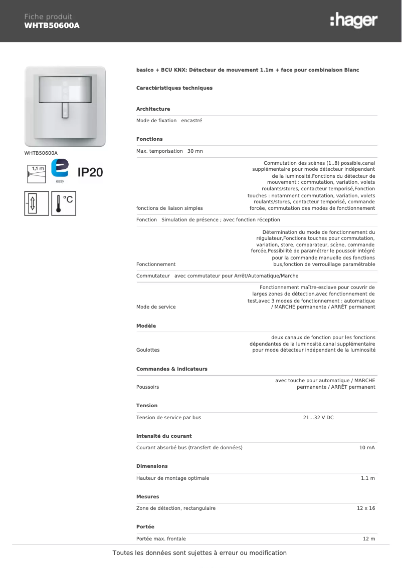 Image de la première page du manuel de l'appareil WHTB50600A