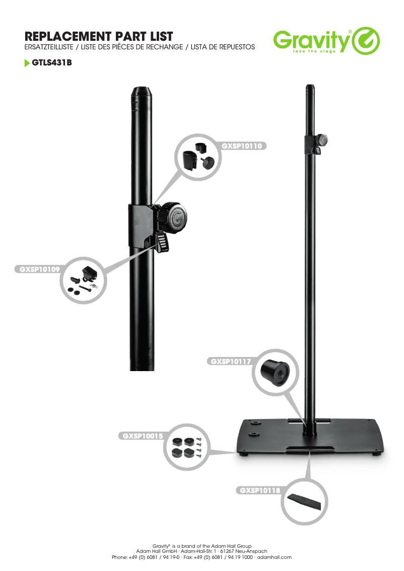 Page 1 de la notice Fiche technique Gravity TLS 431 B