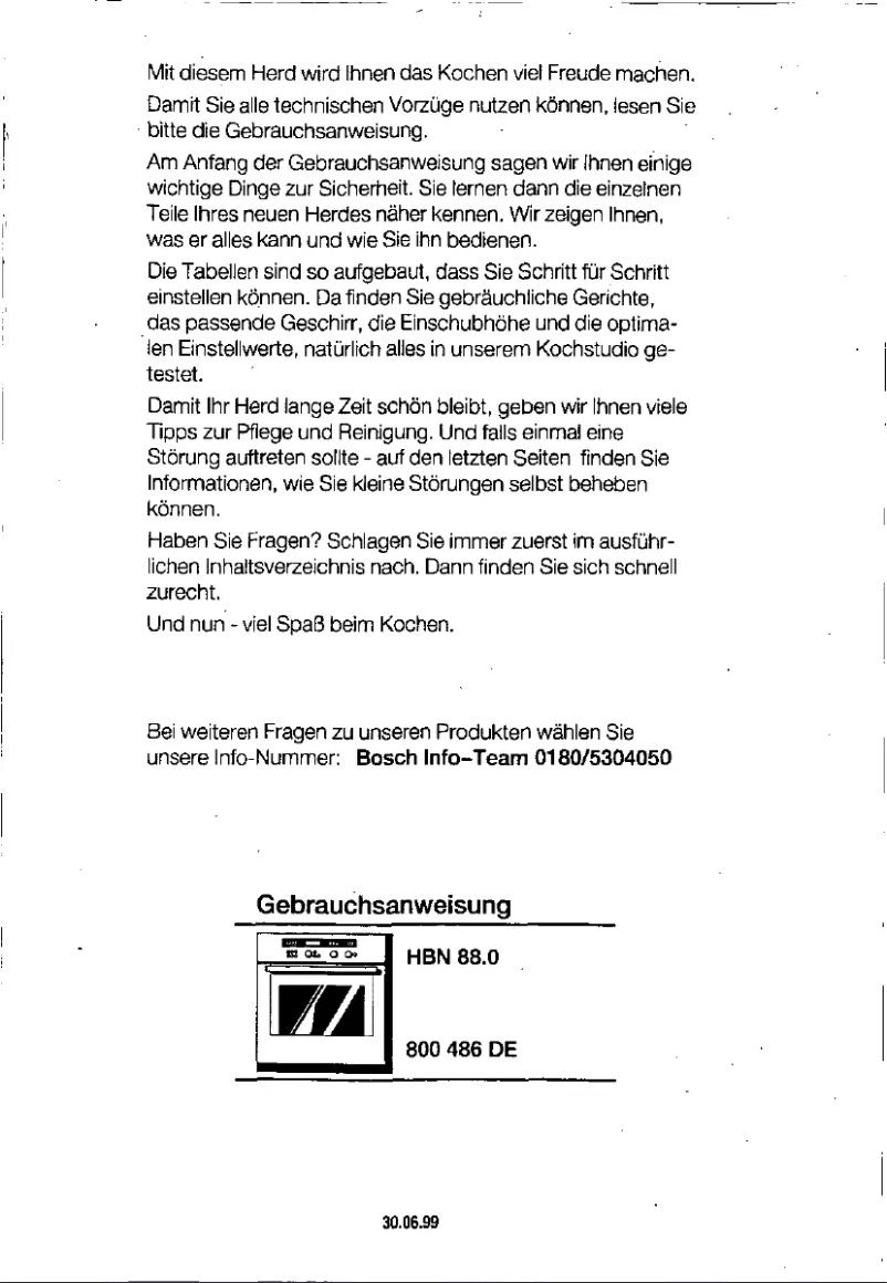 Page 1 de la notice Manuel utilisateur Bosch HBN8850