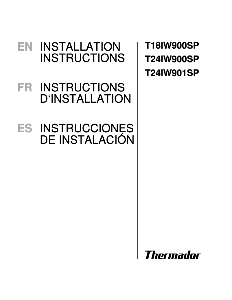 Página 1 del manual Guía de instalación Thermador T24IW901SP