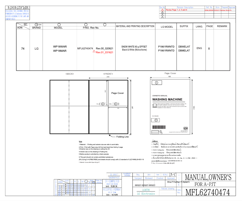 Image de la première page du manuel de l'appareil WP18WAR
