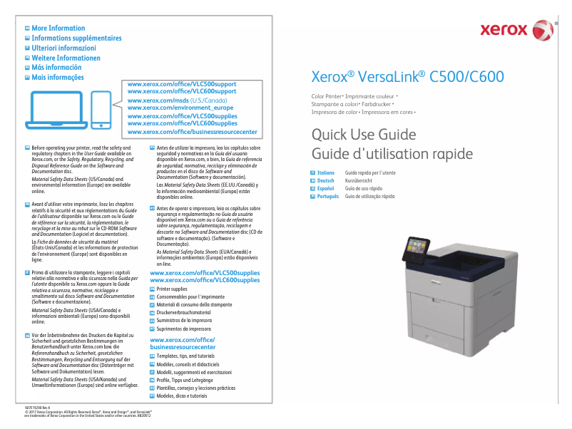 Page n°1 - Manuel d'utilisation et d'entretien Xerox VersaLink C600