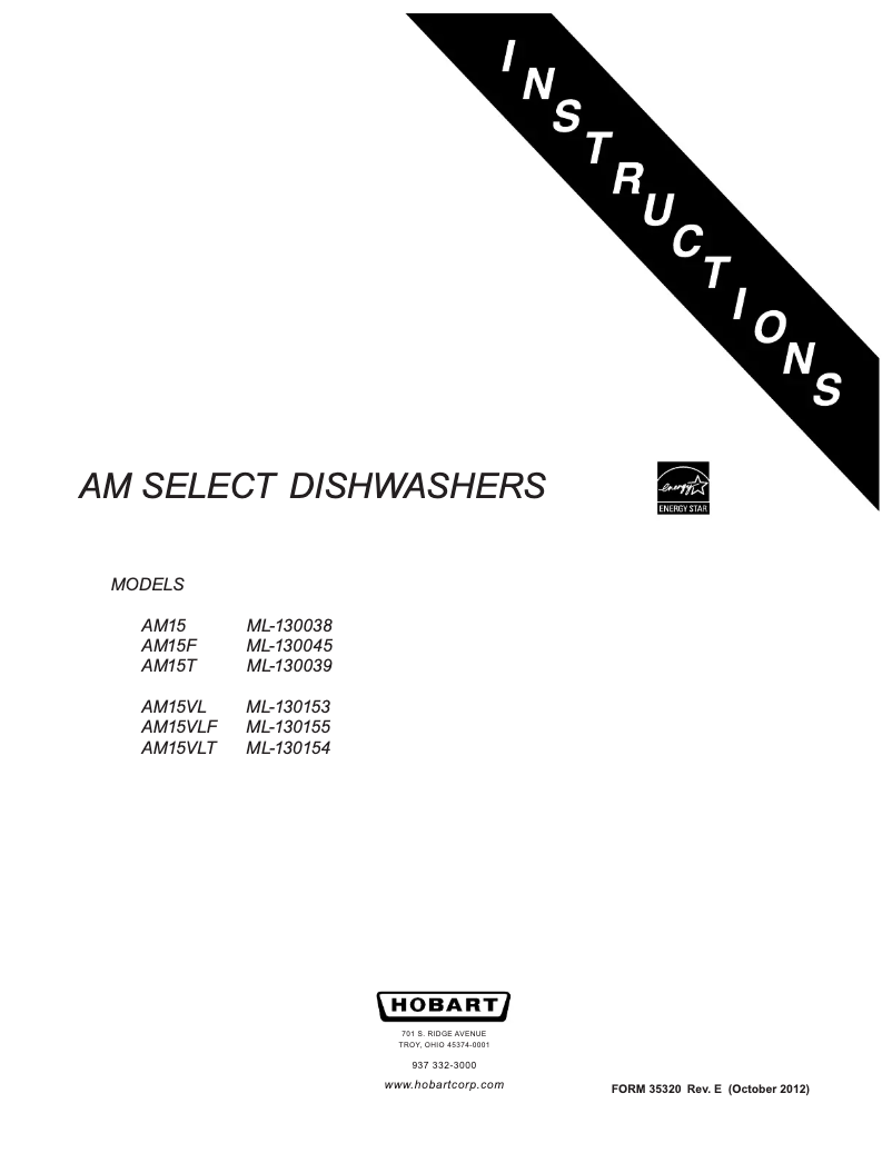 Page 1 de la notice Manuel utilisateur Hobart AM15VL
