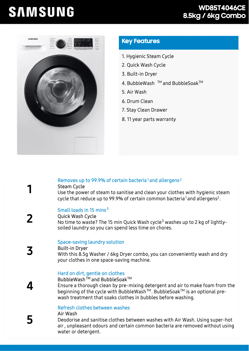 Image de la première page du manuel de l'appareil WD85T4046CE