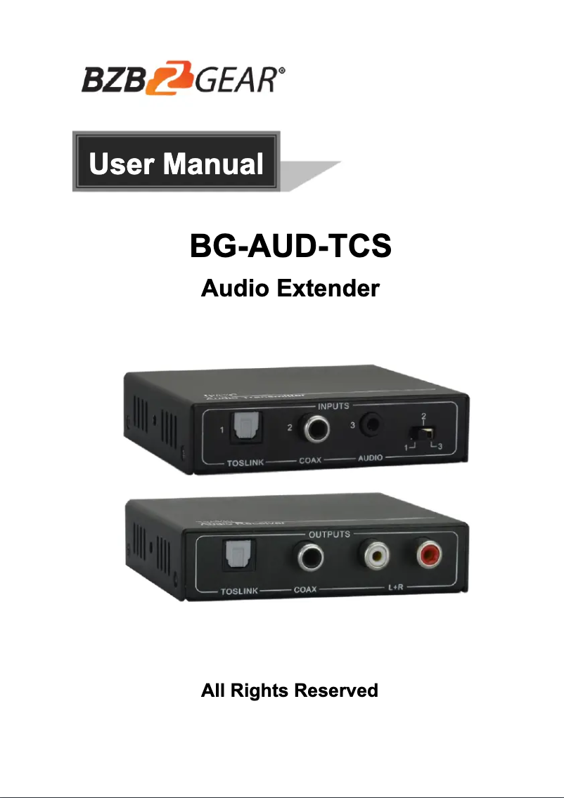 Page 1 de la notice Manuel utilisateur BZBGear AUD-TCS